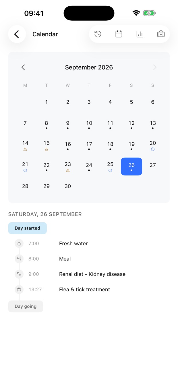 The calendar with marks on the days something was noticed
