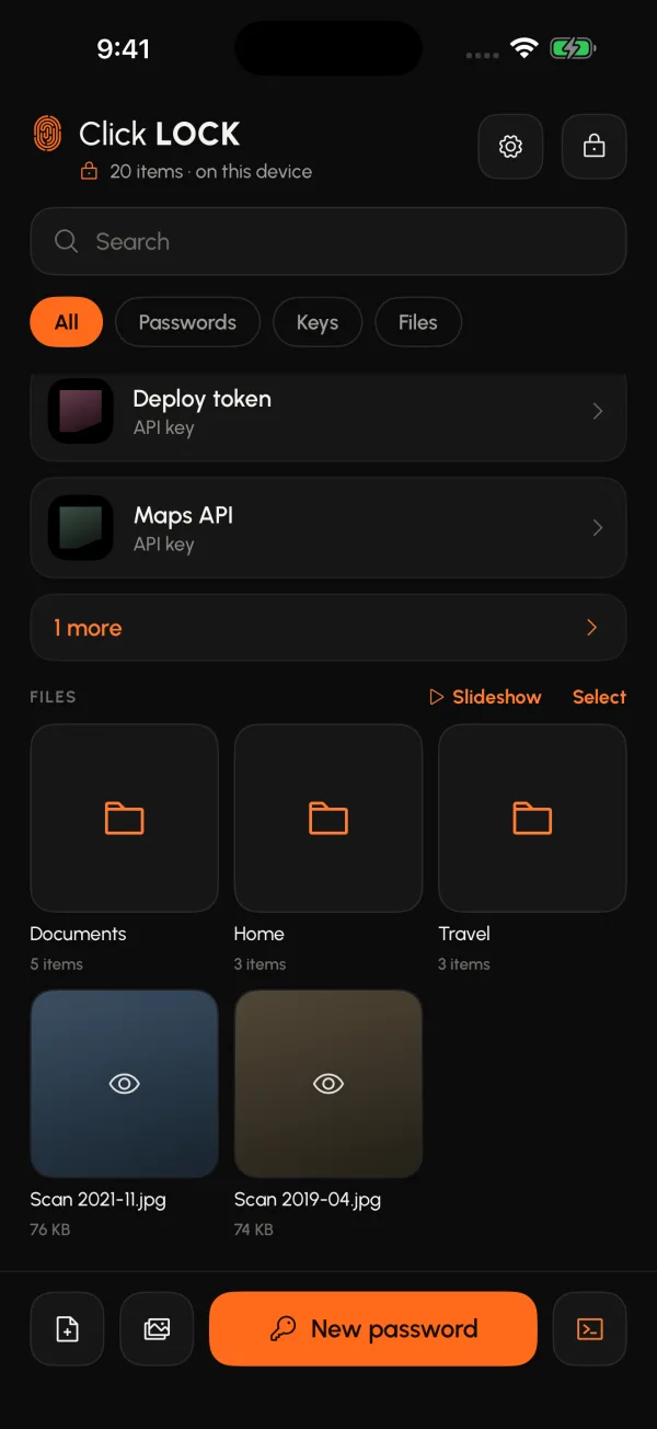 A grid of files with blurred thumbnails.