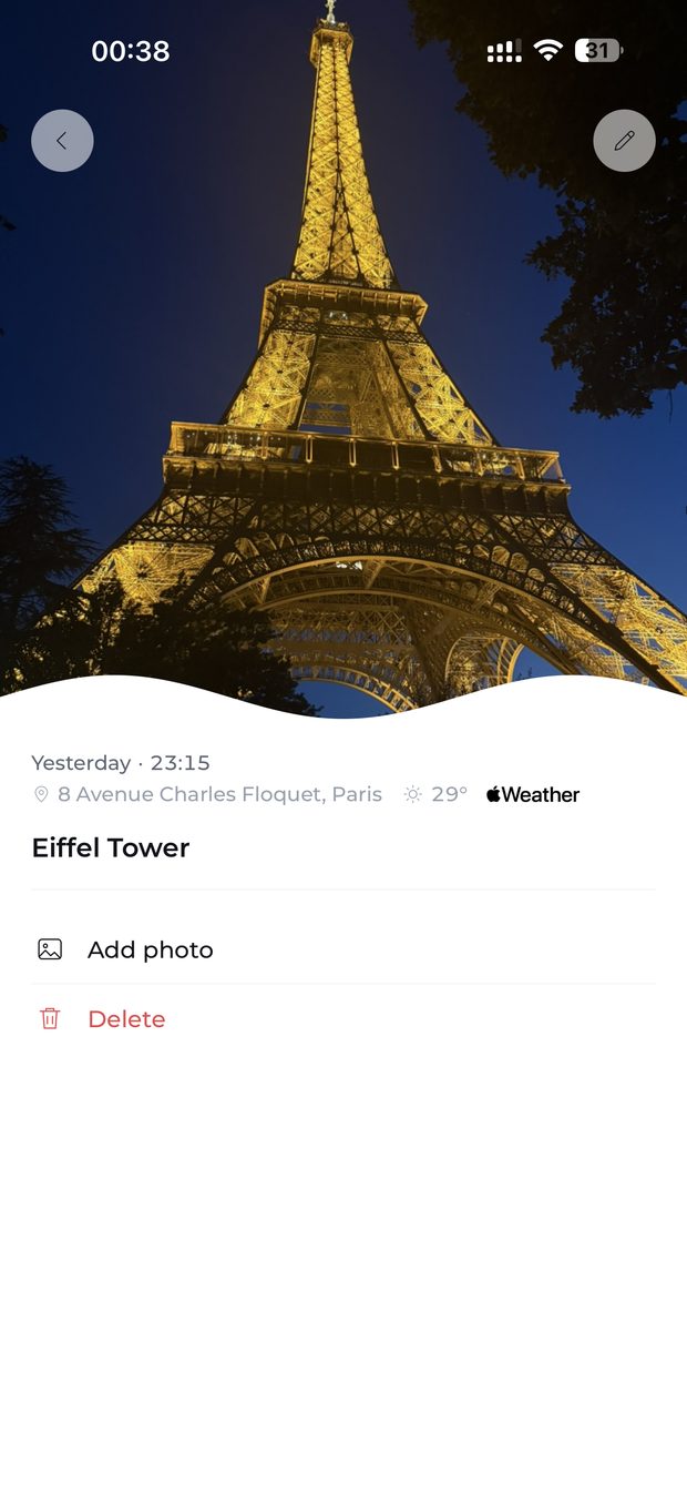 A moment with a photo attached