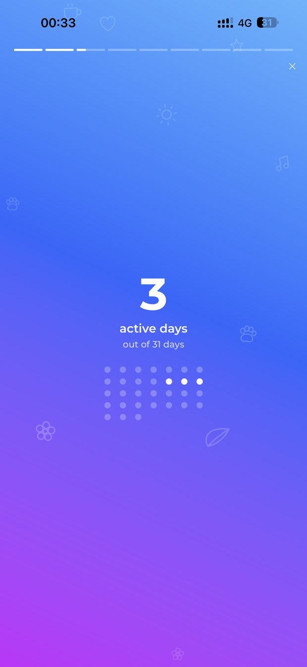 The monthly recap screen